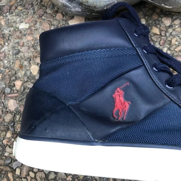 Polo Ralph Lauren Men's Blue Isaak High top Sneakers Size 9 - Picture 2 of 10